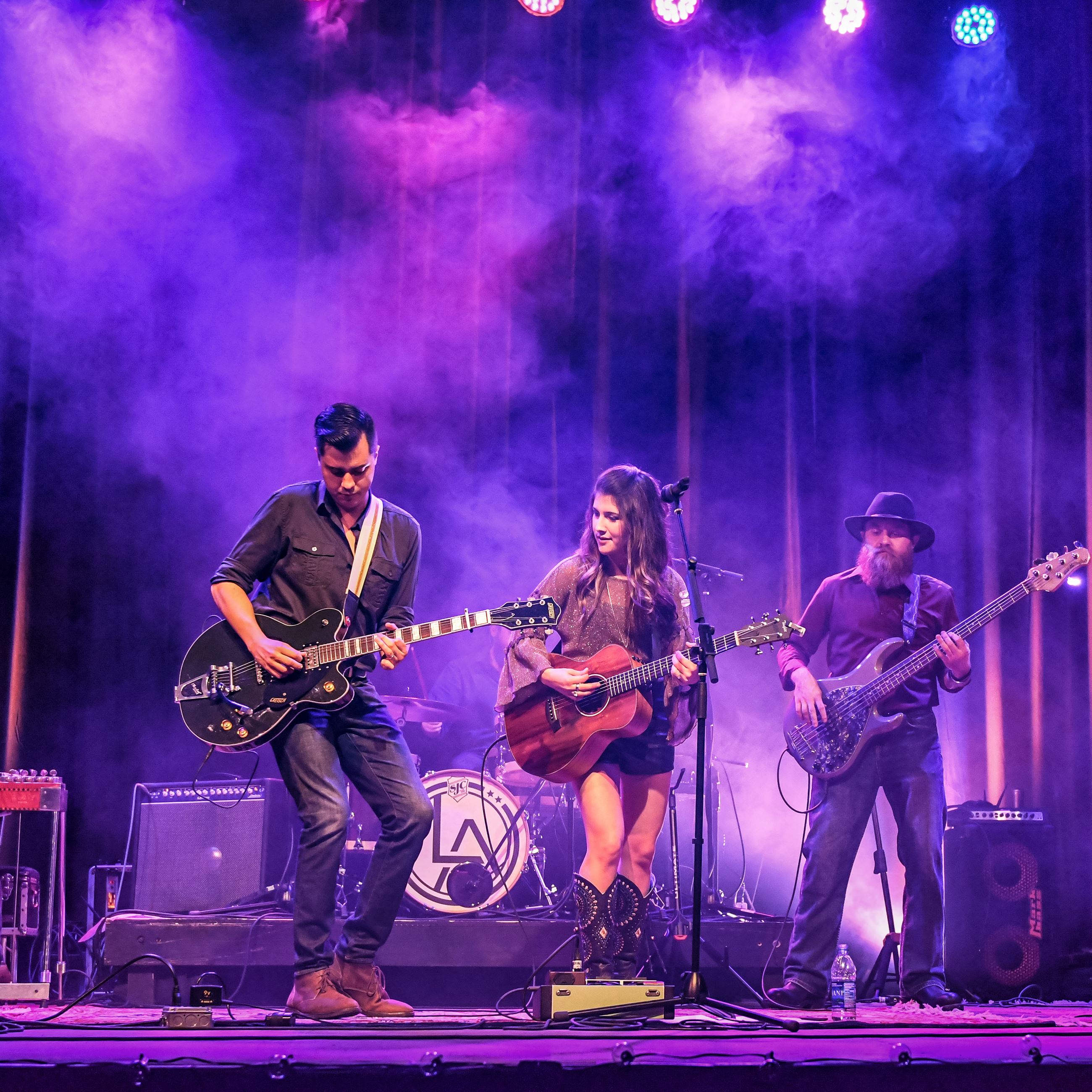 Photo of the band Lyn Avenue performing on stage