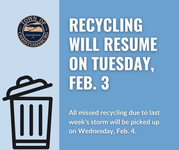 Recycling will resume on Feb. 3