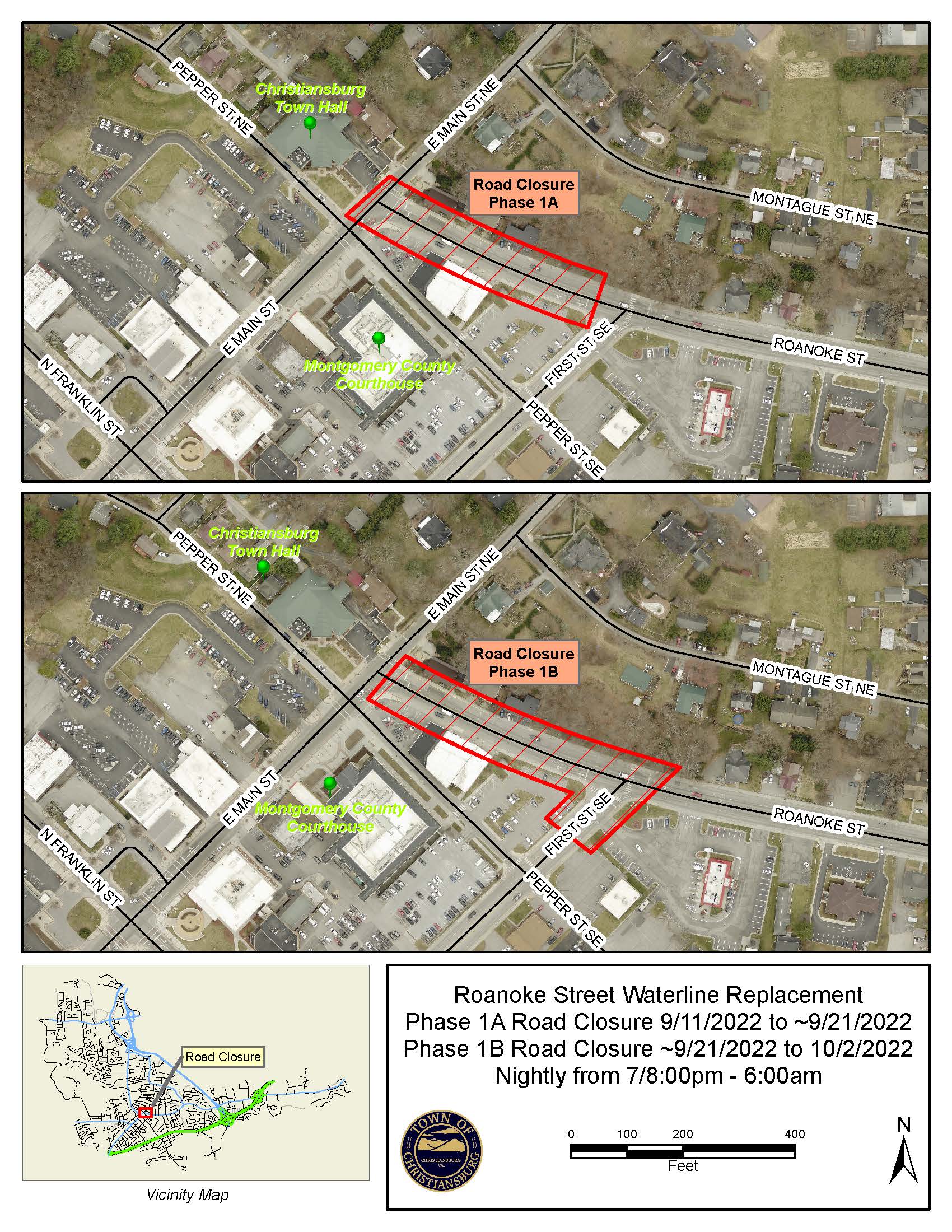 Roanoke St Closure-Phase 1A  1B Sept 11 2022
